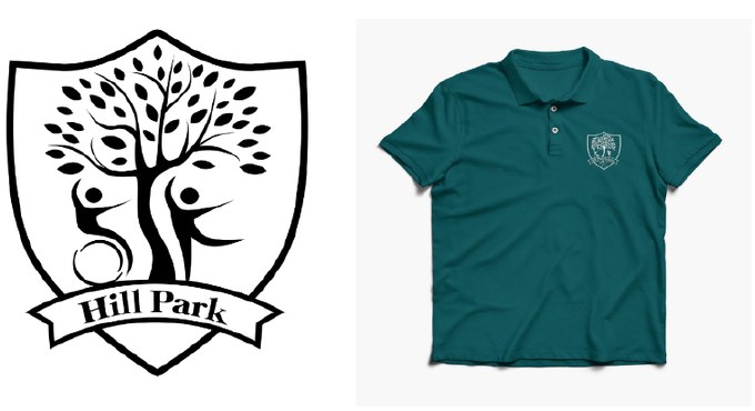 Hill Park School crest on a school polo shirt