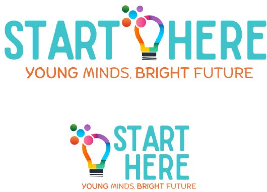START HERE logo design
